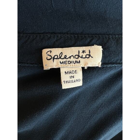 Splendid Navy Blue Long Sleeve Collared Neckline Button-Down Blouse Size M - Picture 5 of 6